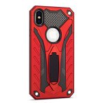 Wholesale iPhone Xs Max Armor Knight Kickstand Hybrid Case (Red)